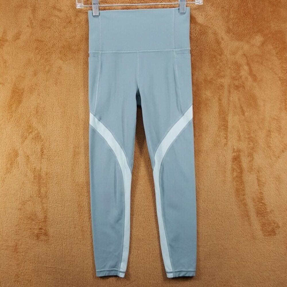 ATHLETA Leggings Womens XXS Teal Crop Salutation Stash Pocket